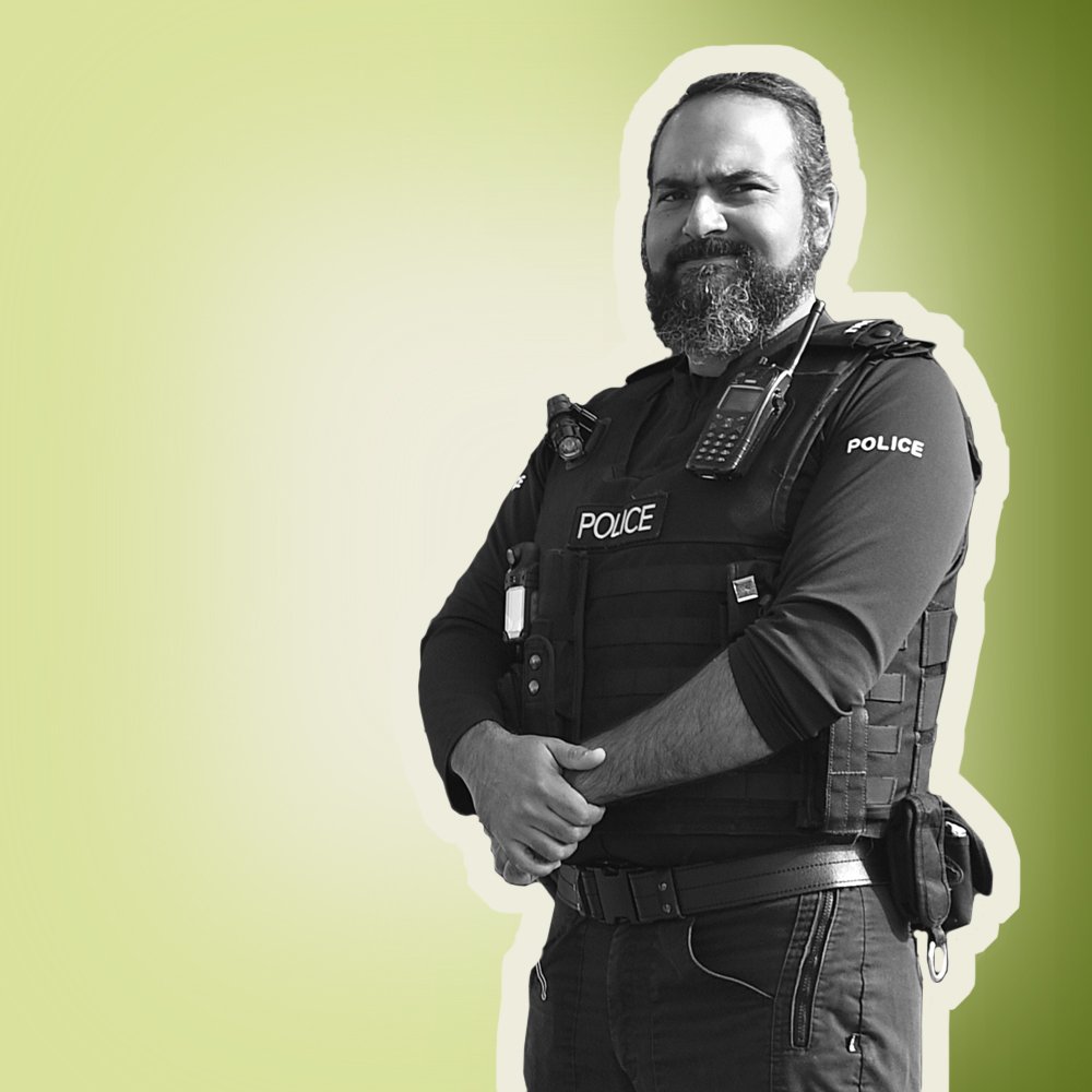 James Morgan in police uniform